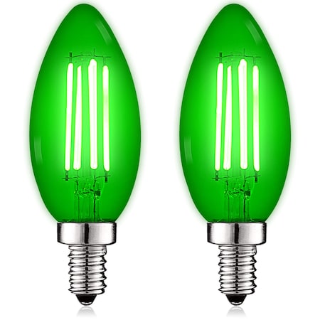 Luxrite B11 LED Green Light Bulbs 4.5W 40W Equivalent Colored Glass E12 Candelabra Base, 2PK LR21742-2PK